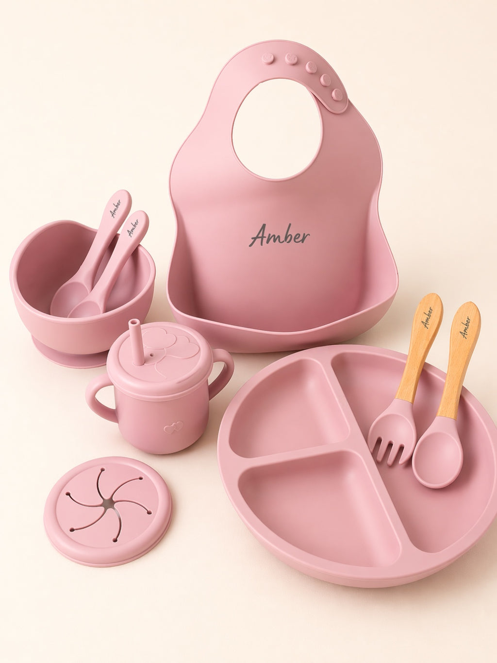 Personalised Silicone Baby Feeding Set (8 Piece)